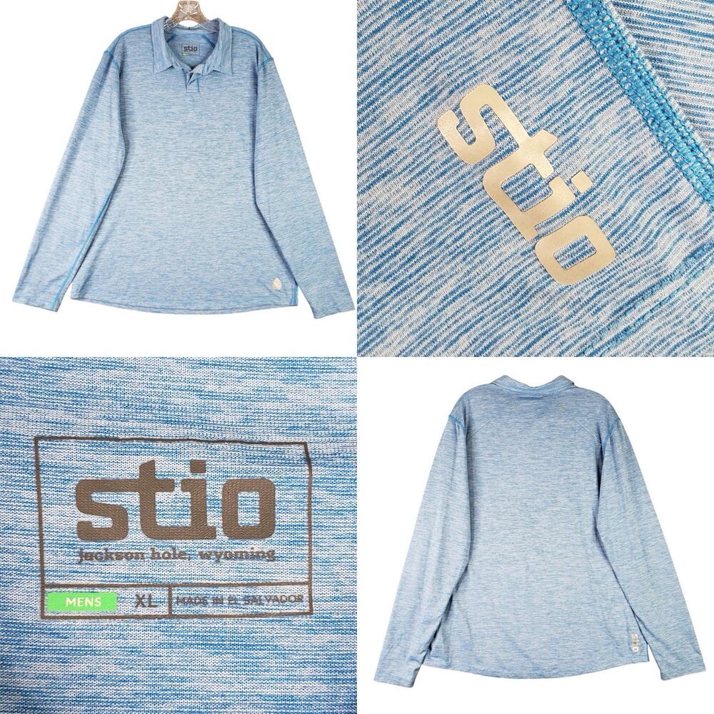 Stio Alpin Wool ? Polo Shirt Men’s XL Blue Long Sleeve Lightweight Hiking
